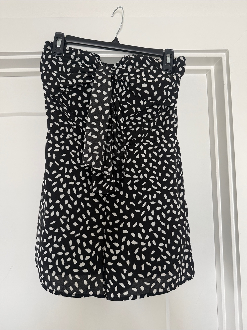 She + Sky Black and White Strapless Polka Dot Romper